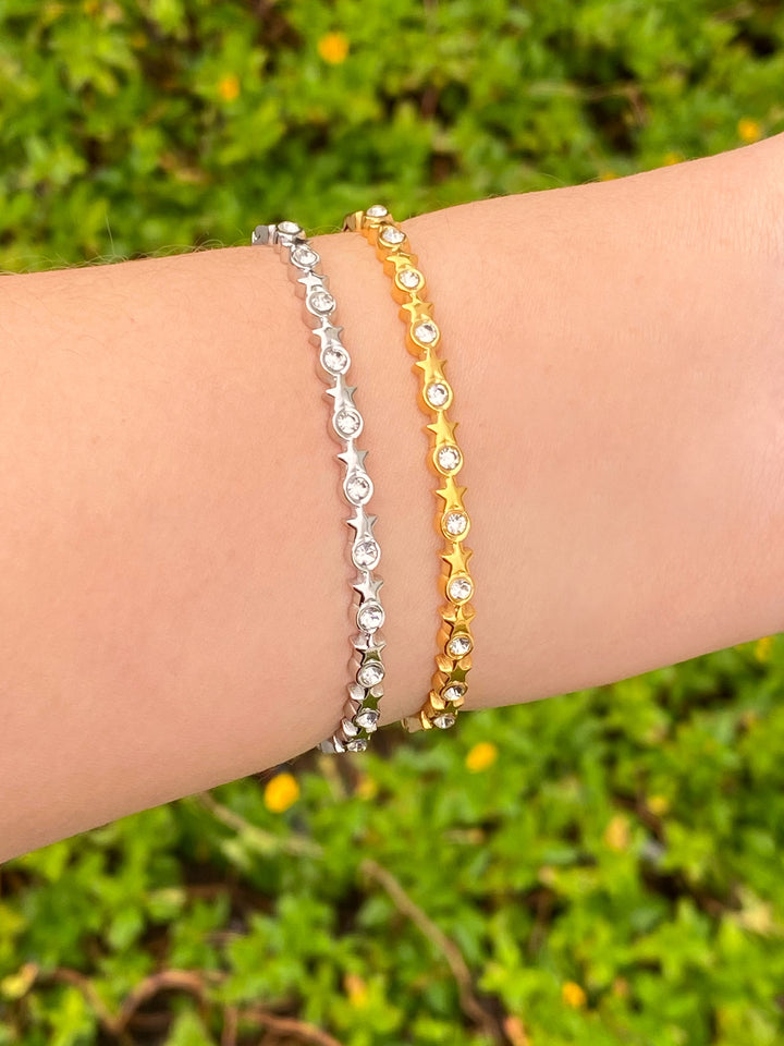 Brazalete Estrellas y Zirconias Intercalados