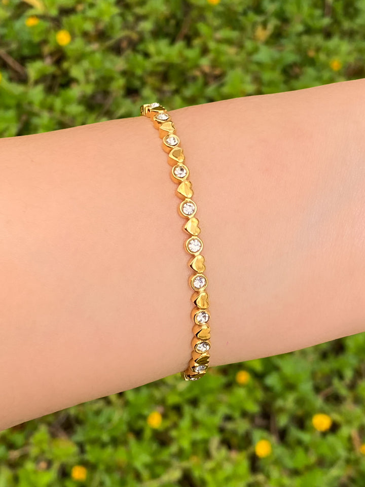 Brazalete Corazones Con Zirconias