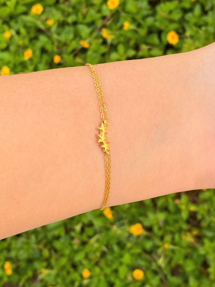 Pulsera Doble Con Triple Estrella