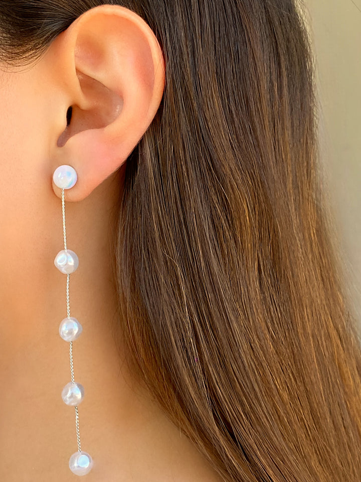 Par Arete Tira Con Perlas