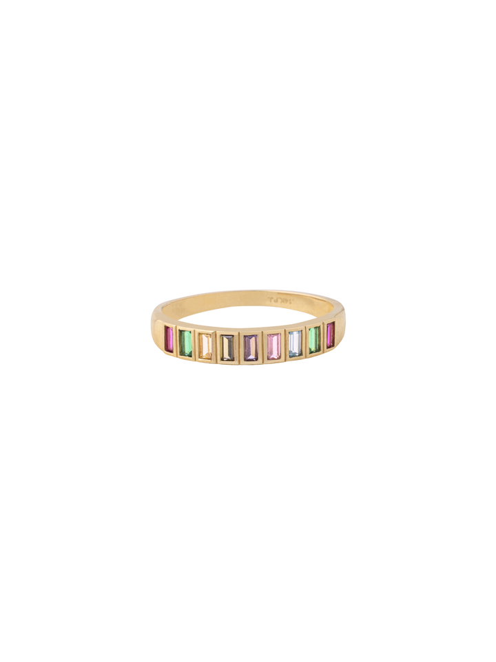 Anillo Baguettes Rainbow 14k