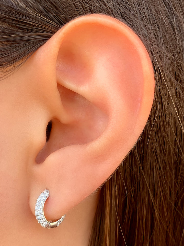 Par Mini Arracada Gruesa Con Zirconias 11 mm