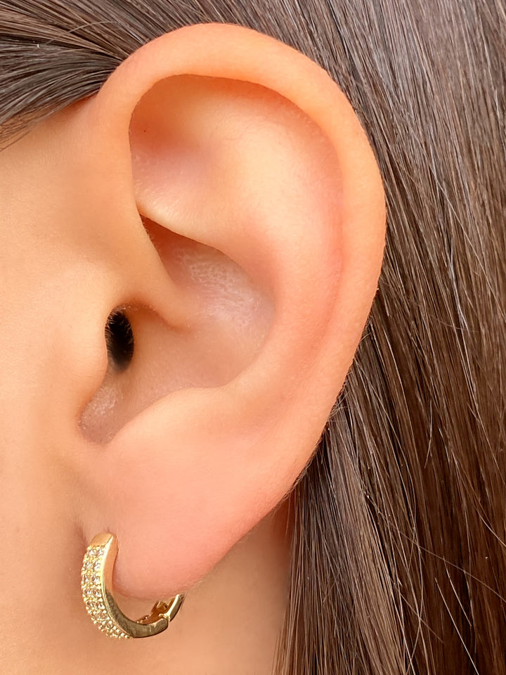 Par Arracada Zirconias Doble Linea 12 mm