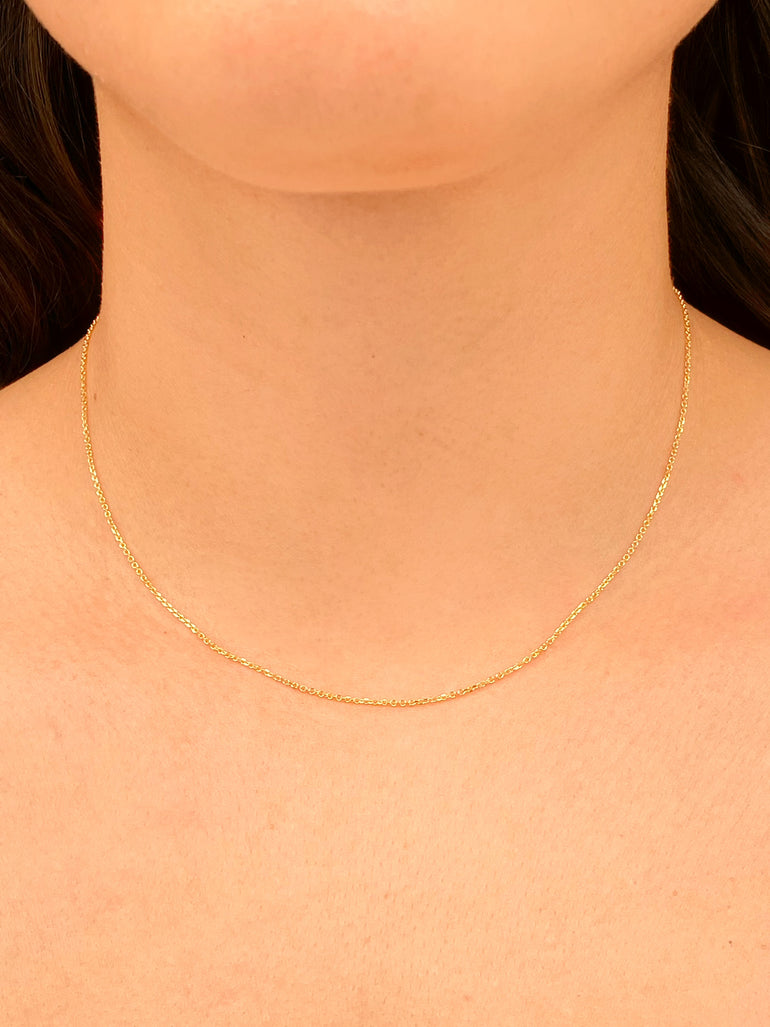 Collar Delgado Brillante 1 mm Oro 10k