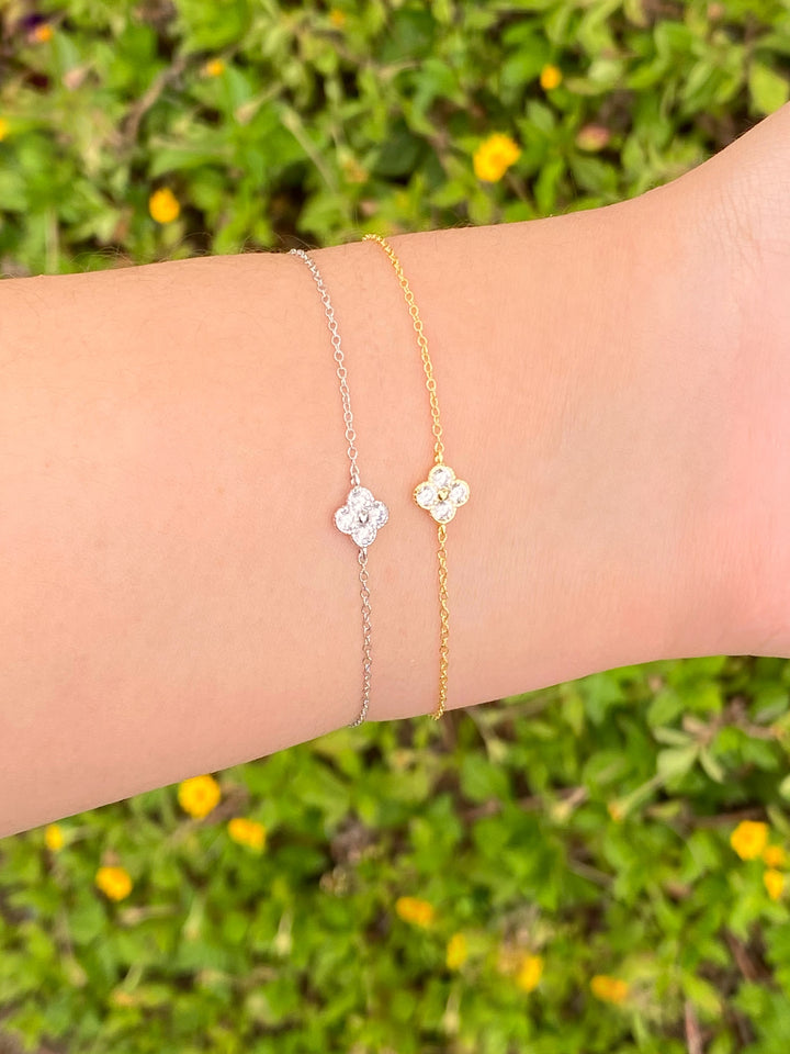 Pulsera Trebol Cuatro Hojas Zirconia