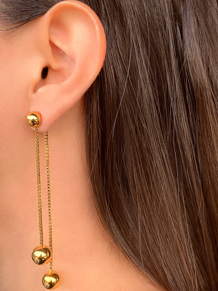 Par Arete Doble Tira Con Bolita