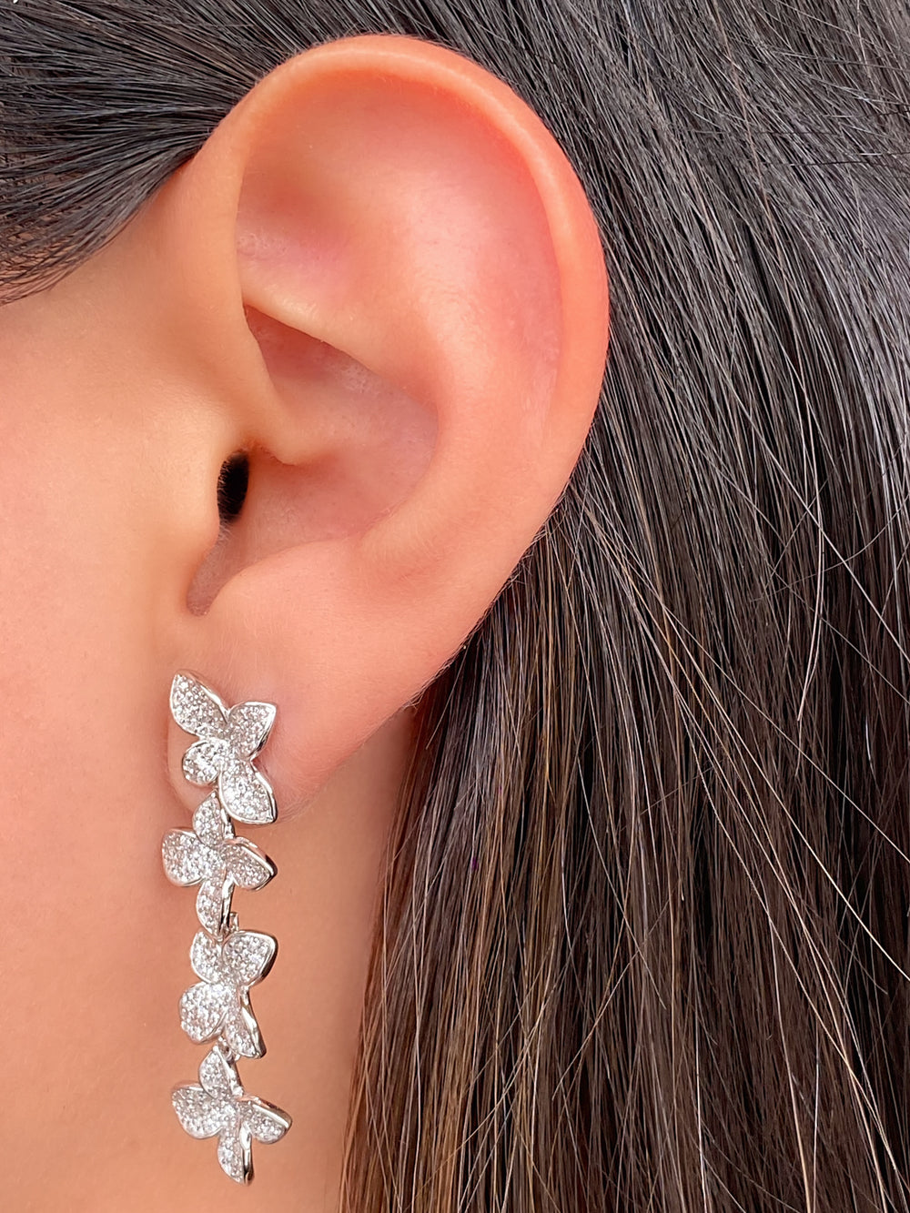 Par Arete Tira Flor Cuatro Petalos