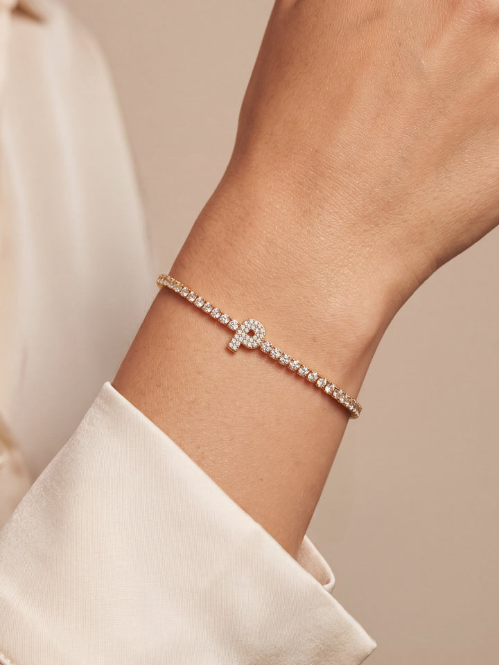 Pulsera Zirconias Con Inicial Mini Bubble