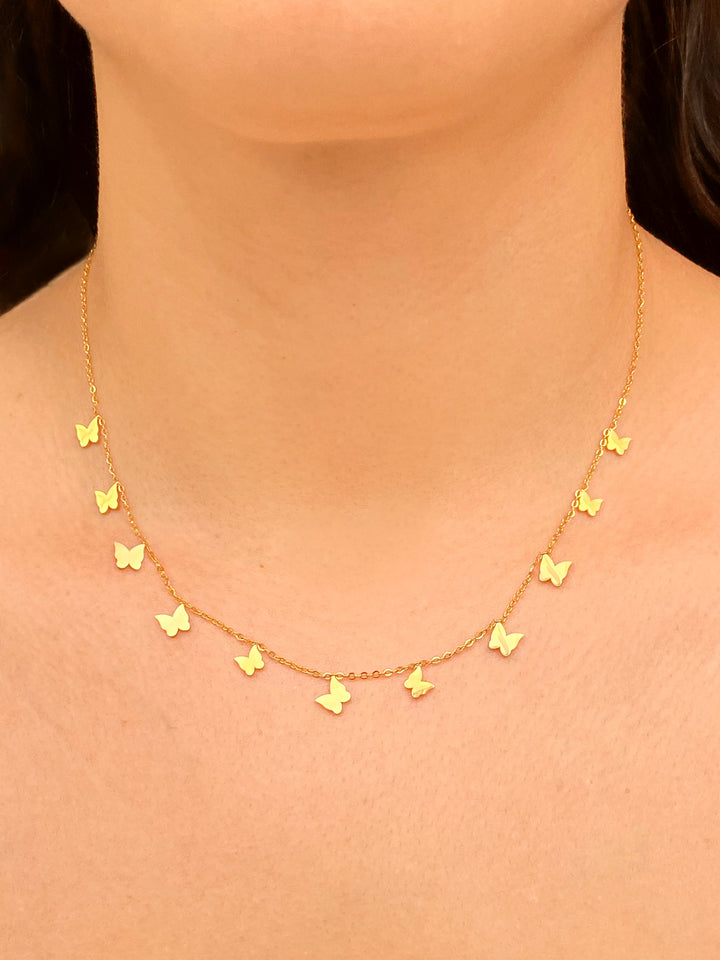 Collar Con Dijes Mariposas Lisas