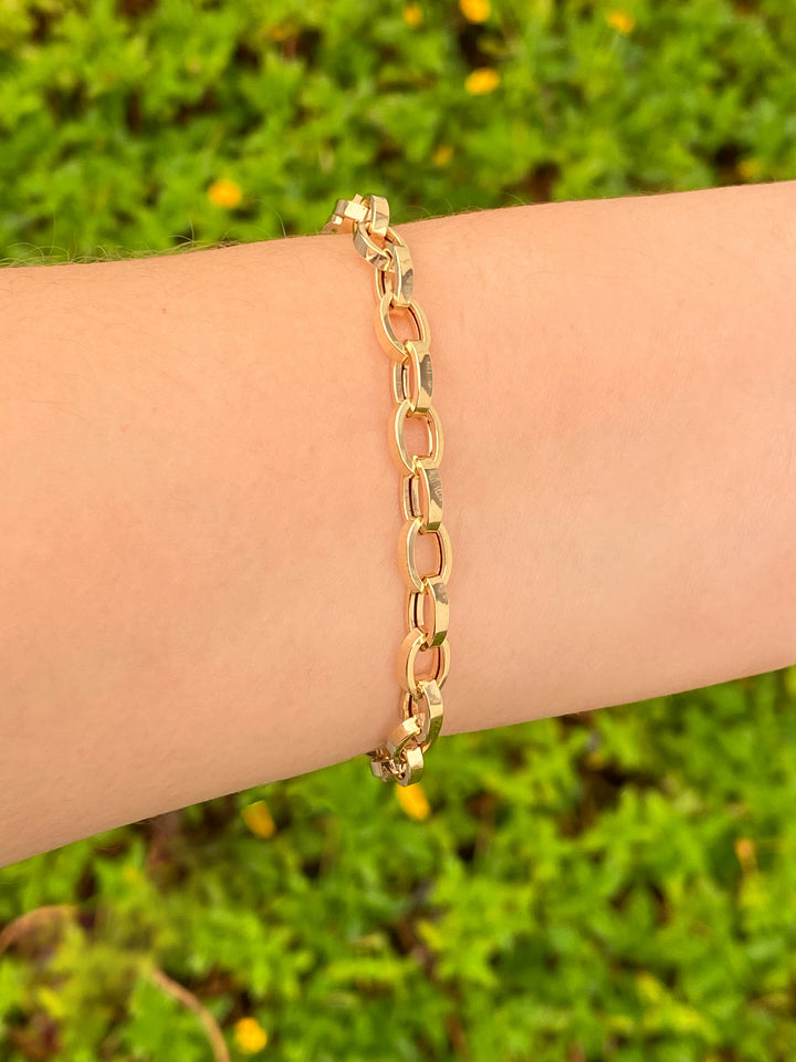 Pulsera Eslabon Ovalado 6 mm Oro 14k