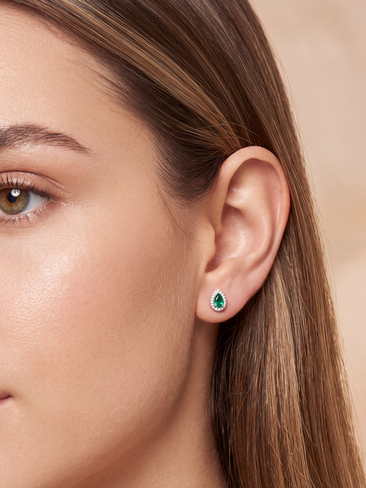 Par Arete Mini Gota Verde Zirconias
