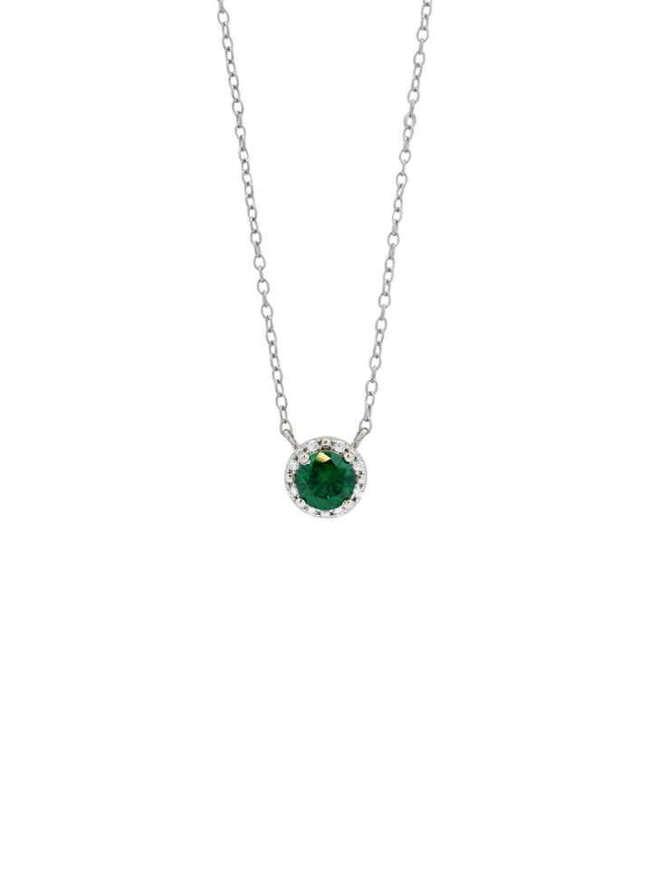 Collar Dije Circulo Con Zirconia Verde