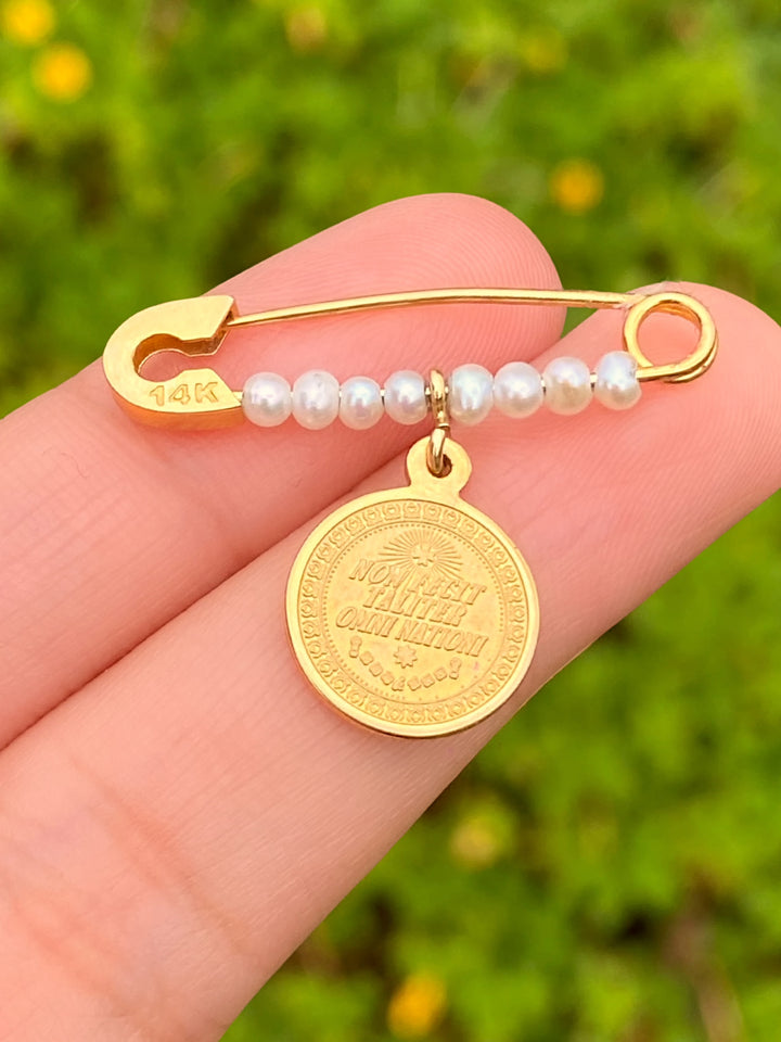 Segurito Con Perlas y Virgen Oro 14k
