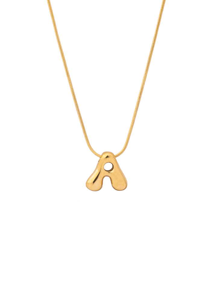 Collar Delgado Inicial Bubble Dorado