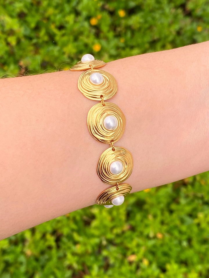 Pulsera Circulos Con Perla