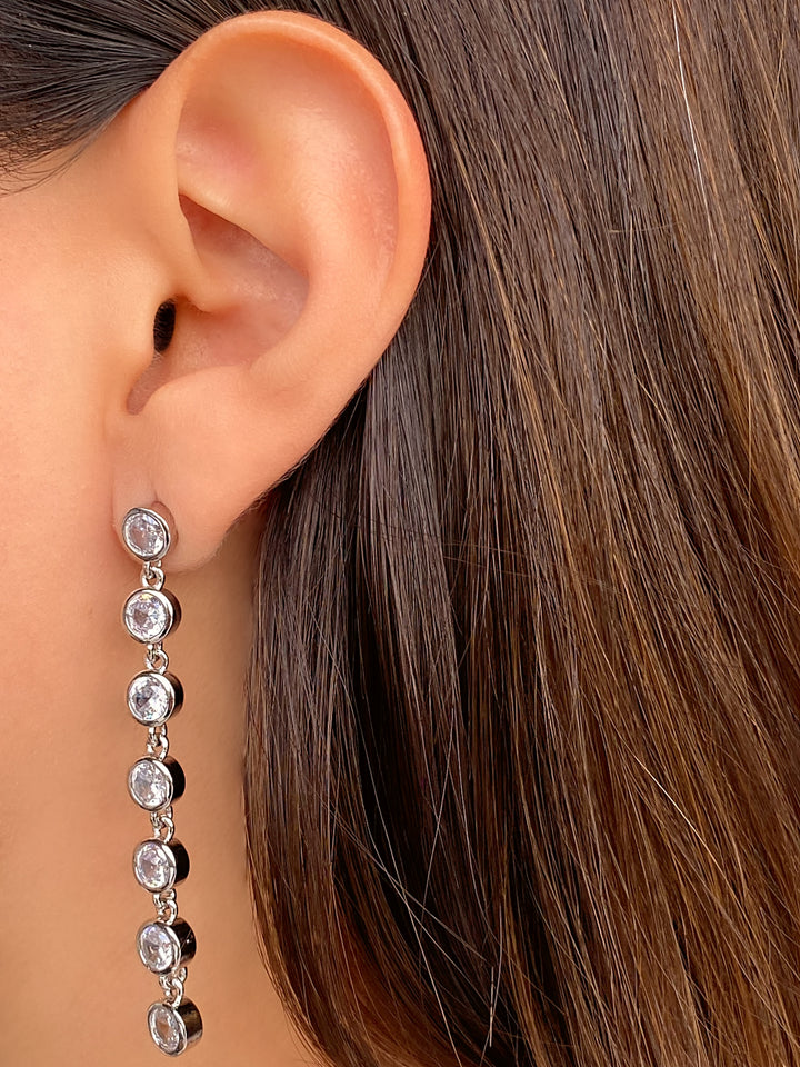 Par Arete Tira Zirconias Redondas