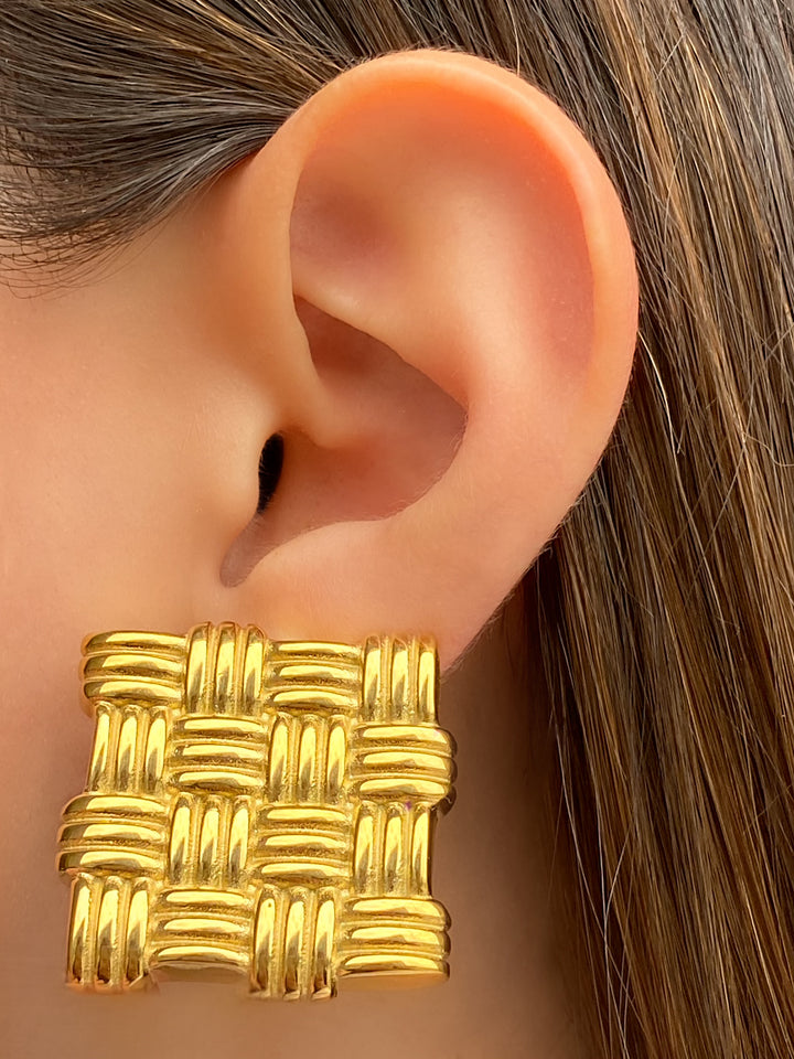 Par Arete Cuadrado Tejido