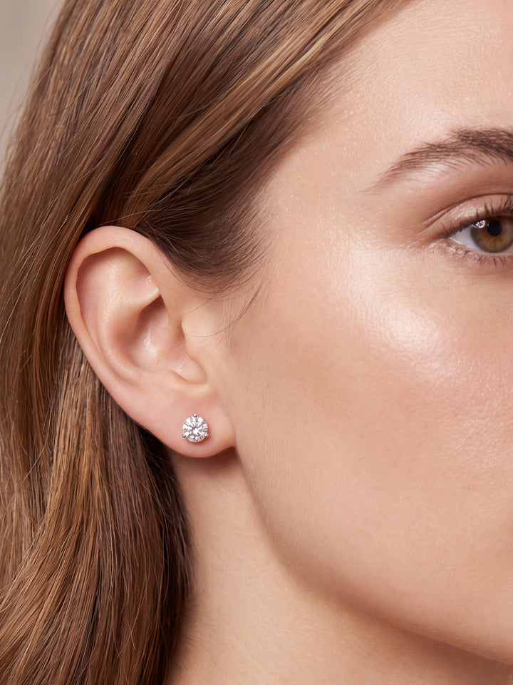 Par Arete Diamantes Lab-Grown Solitario Corte Redondo 2 Ct