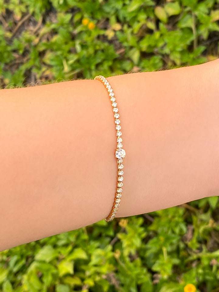 Pulsera Tennis Con Zirconia Central