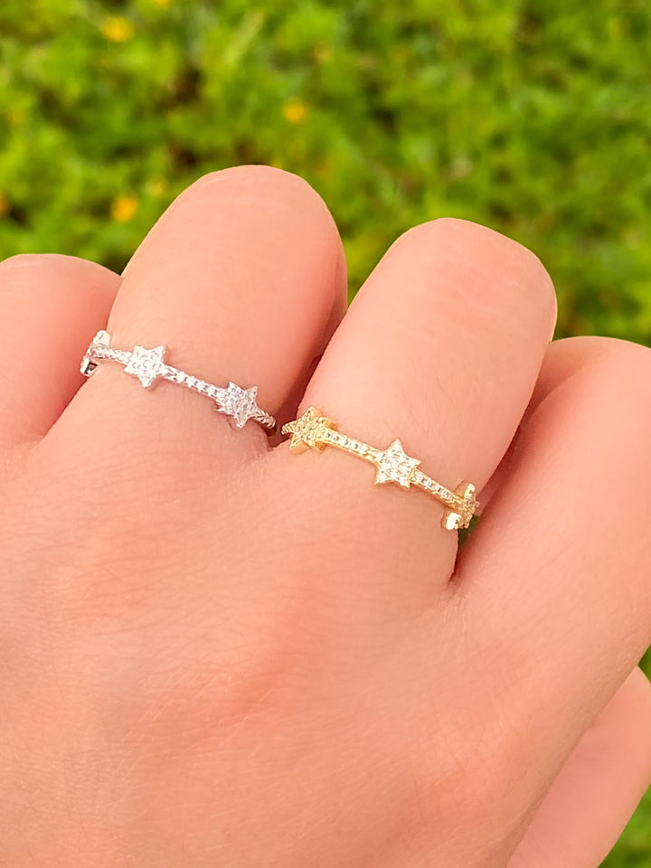 Anillo Tres Estrellas Zirconias