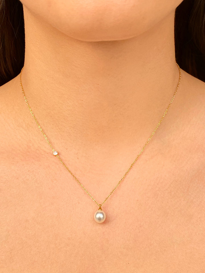 Collar Perla Con Zirconia