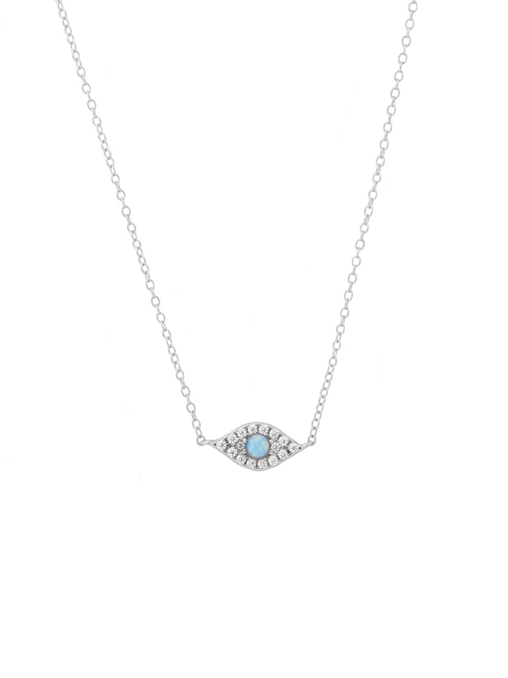 Collar Dije Ojo Zirconias Con Opalo