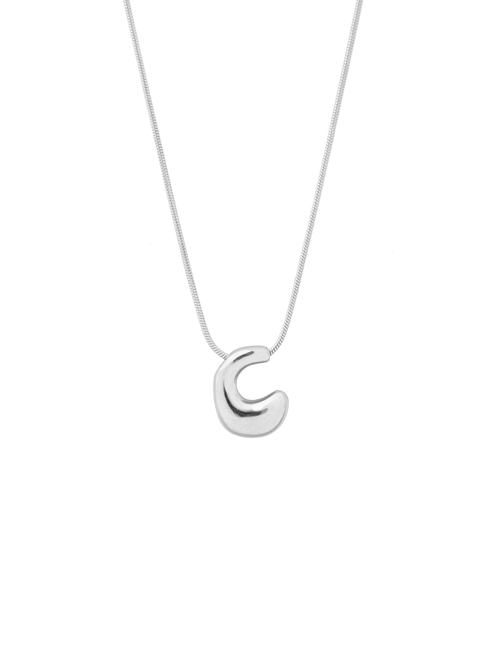 Collar Delgado Inicial Bubble Plateado