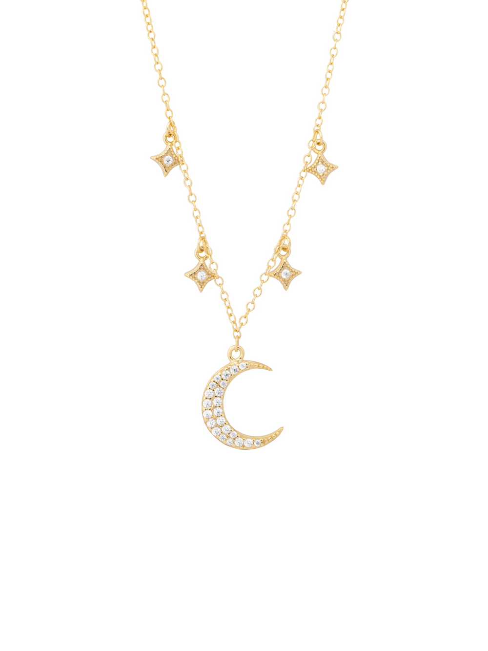 Collar Con Luna y Mini Destellos Zirconias