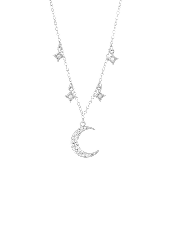 Collar Con Luna y Mini Destellos Zirconias