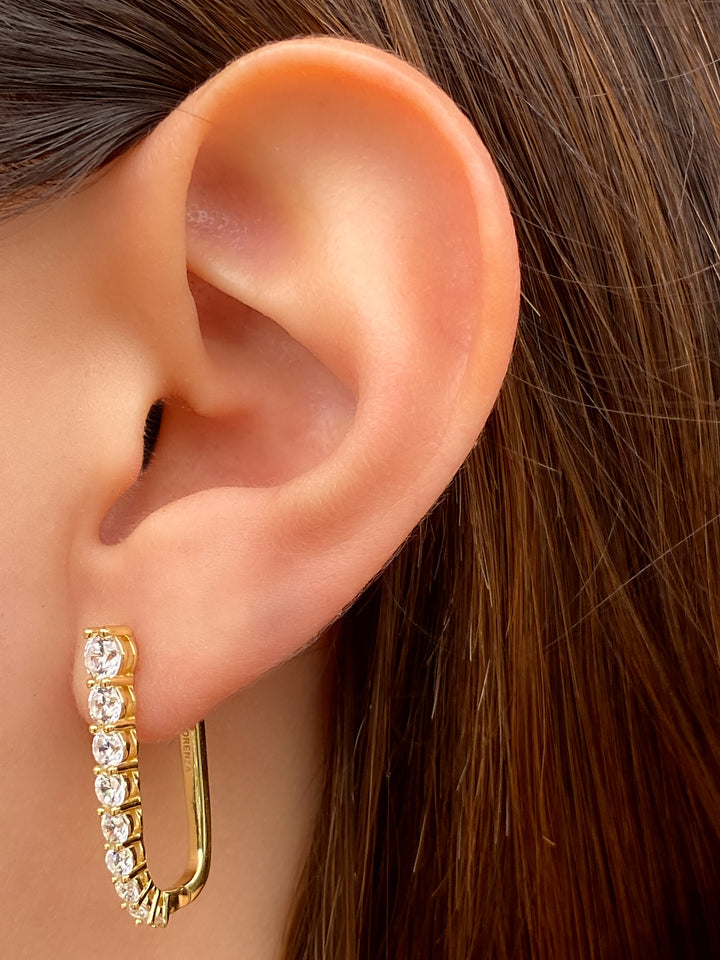 Par Arracada Rectangular Con Zirconias 25 mm