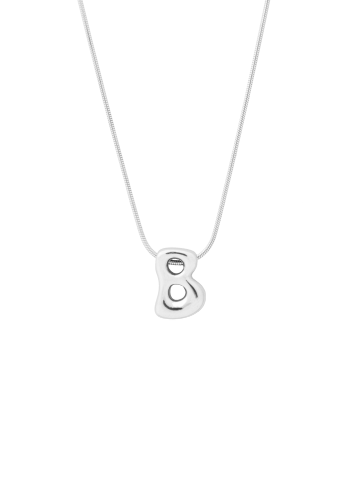 Collar Delgado Inicial Bubble Plateado