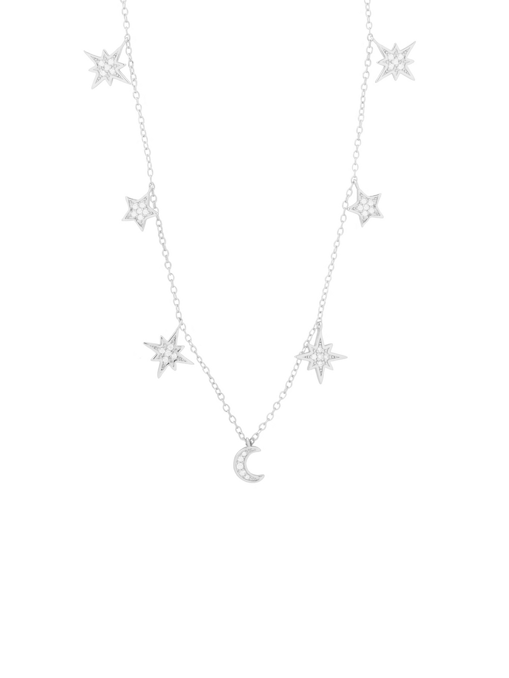 Collar Estrellas y Luna Con Zirconias