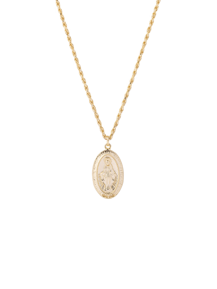 Collar Trenzado Con Medalla Virgen