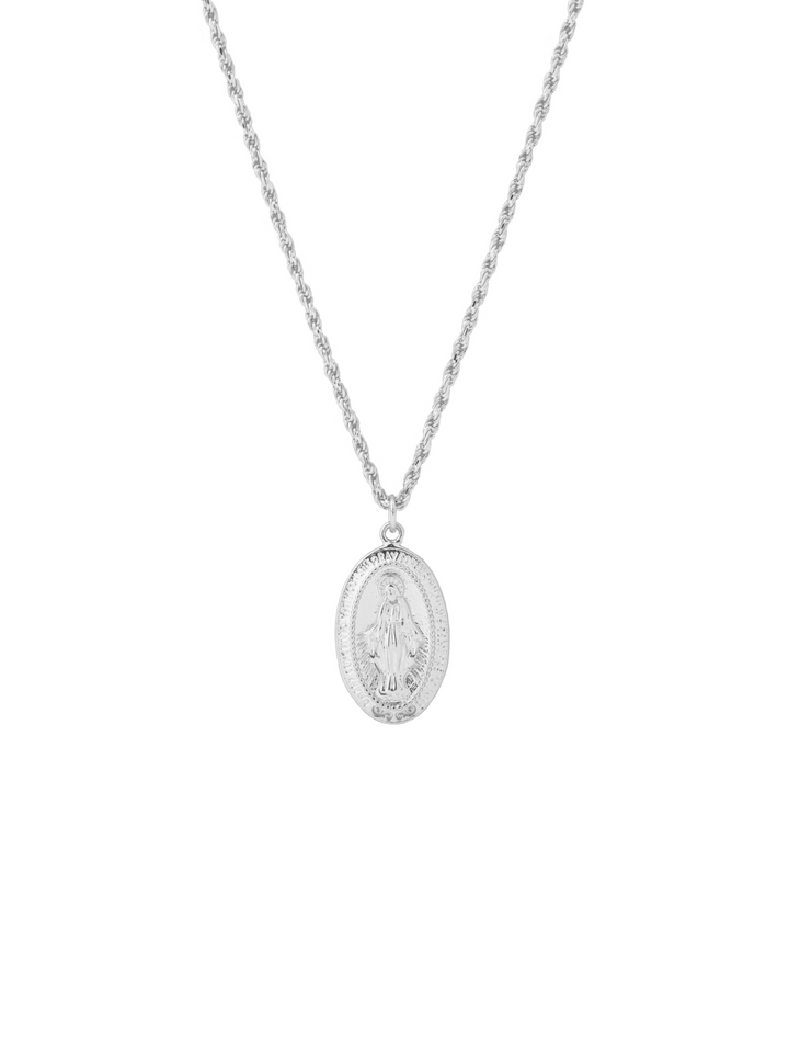 Collar Trenzado Con Medalla Virgen