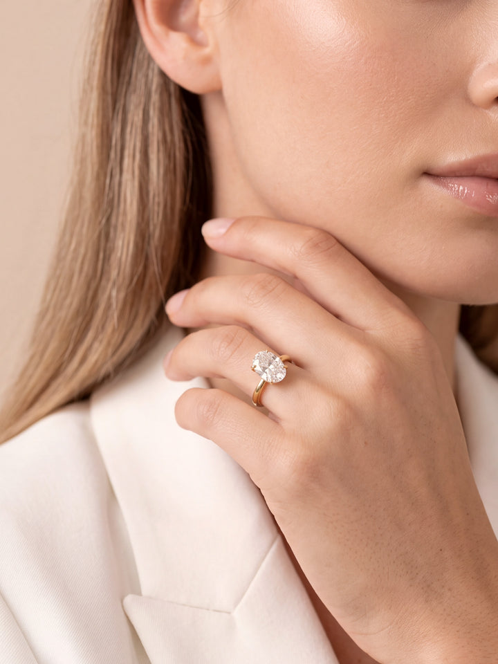 Anillo Solitario Diamante Lab Grown Corte Ovalo 3 Ct