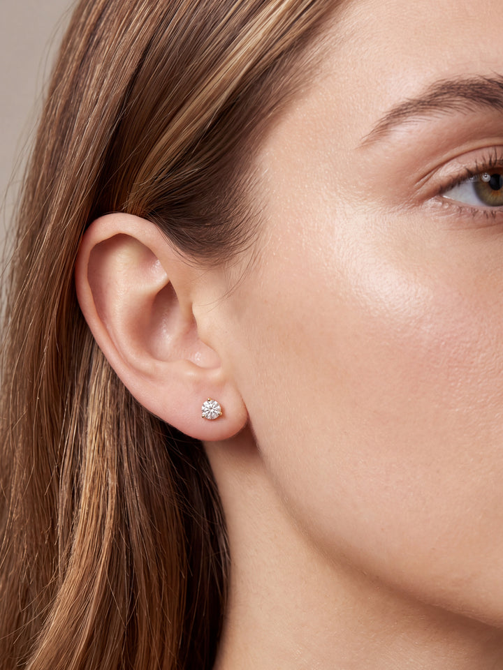 Par Arete Diamantes Lab-Grown Solitario Corte Redondo 1 Ct