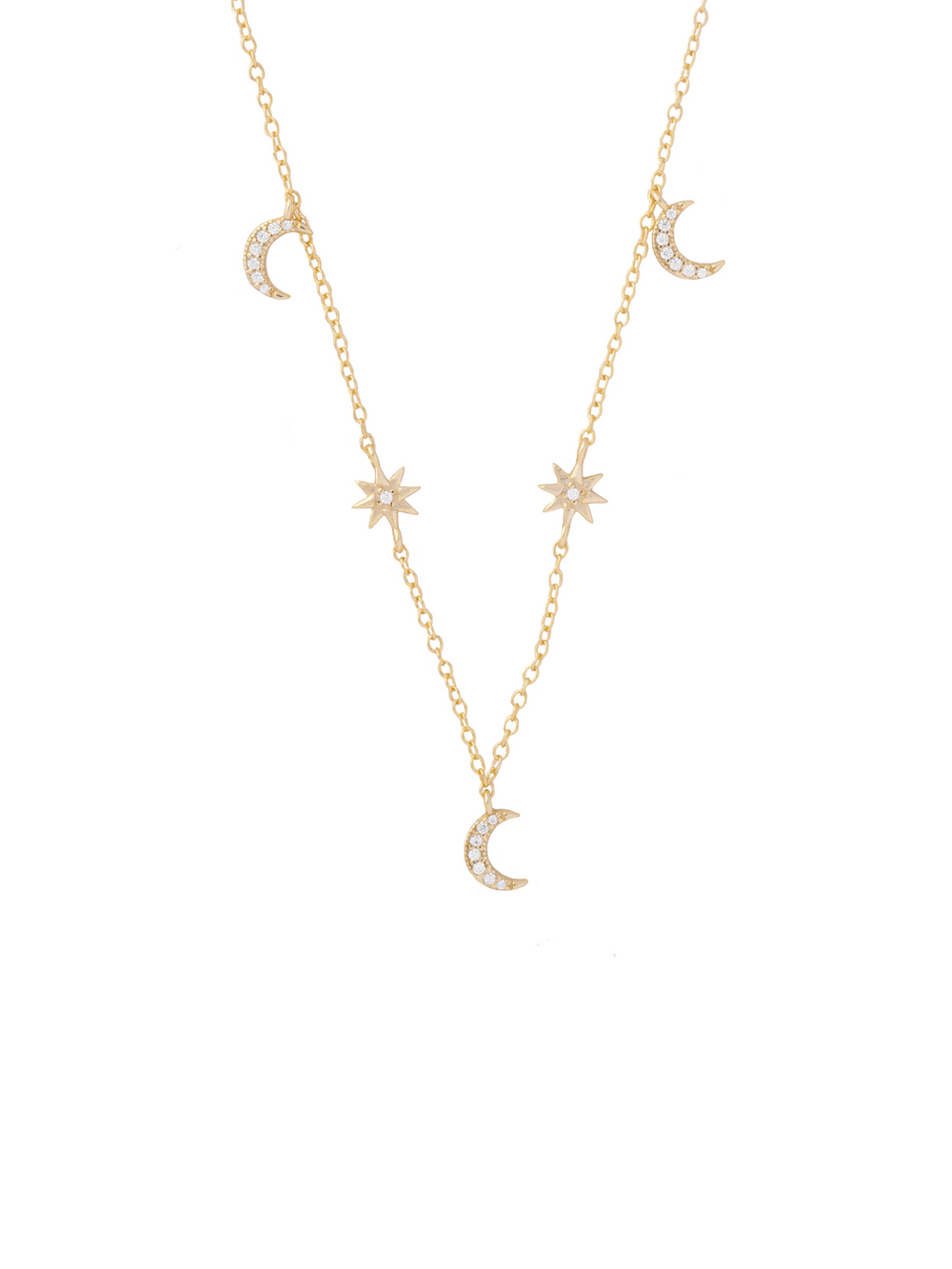 Collar Luna Y Destellos Con Zirconias