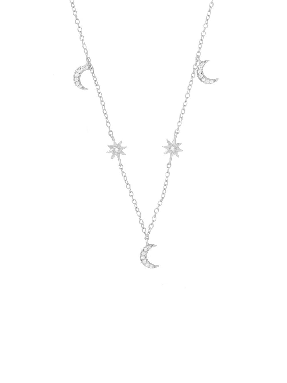 Collar Luna Y Destellos Con Zirconias