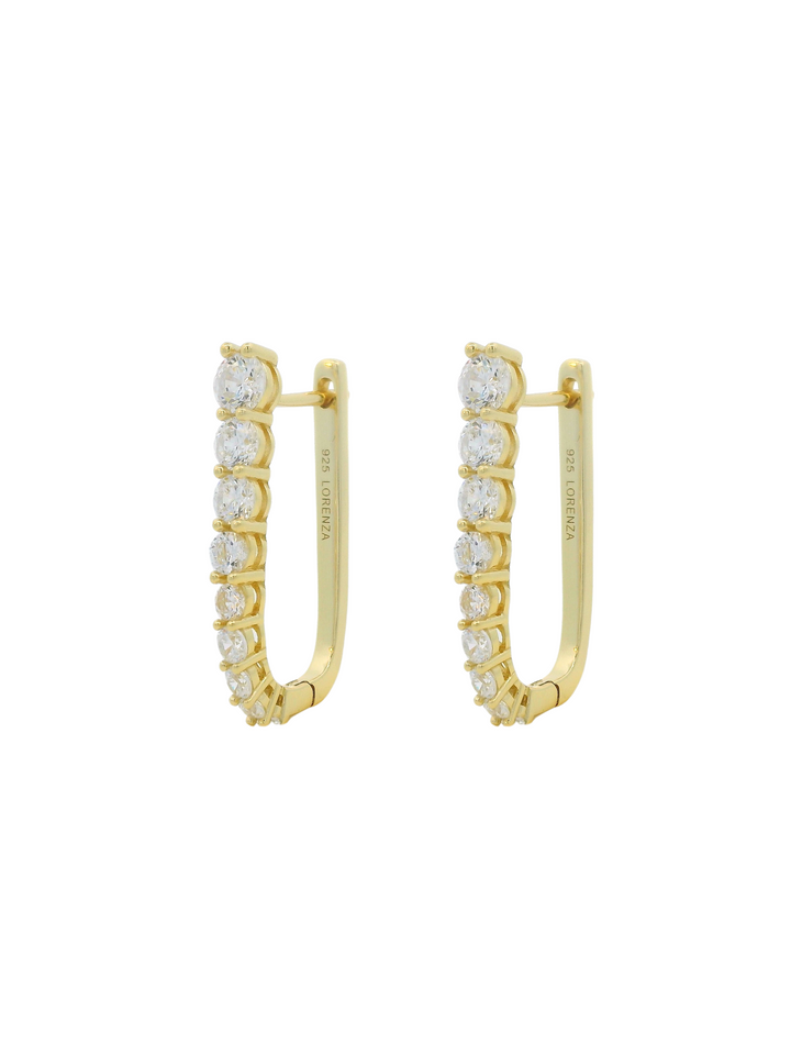 Par Arracada Rectangular Con Zirconias 25 mm