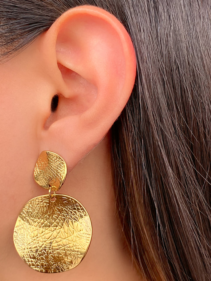 Par Arete Doble Circulo Con Textura