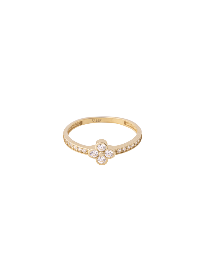 Anillo Flor Zirconias 14k
