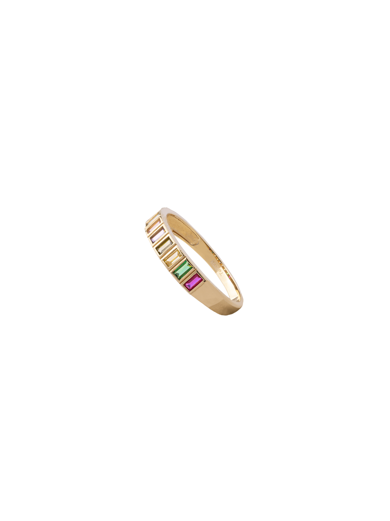 Anillo Baguettes Rainbow 14k