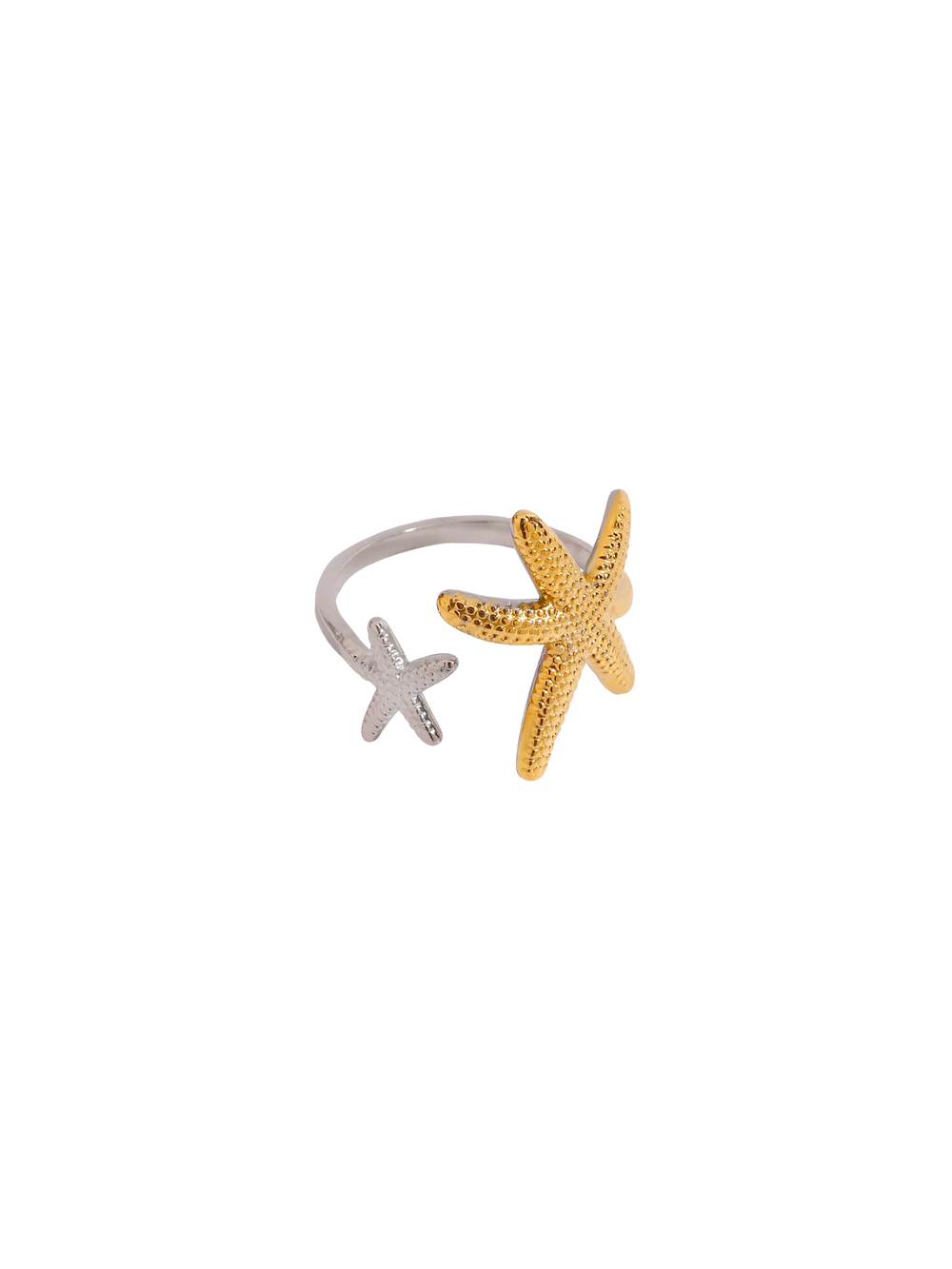 Anillo Doble Estrella De Mar Combinado