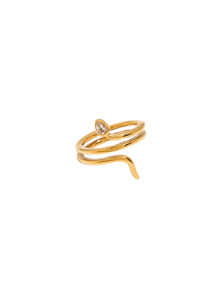 Anillo Triple Serpiente Con Zirconia