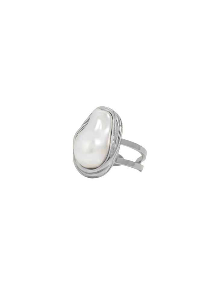 Anillo Abierto Con Perla Chunky Irregular