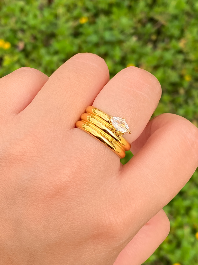 Anillo Triple Con Zirconia