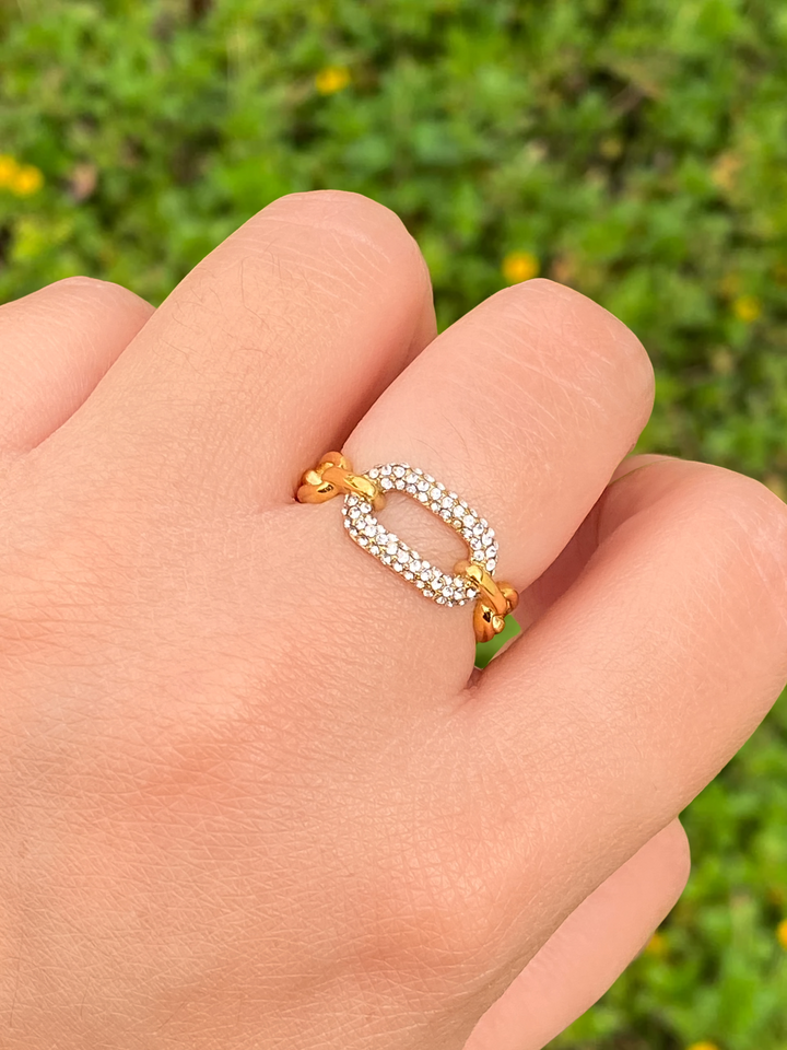 Anillo Eslabones Con Zirconias