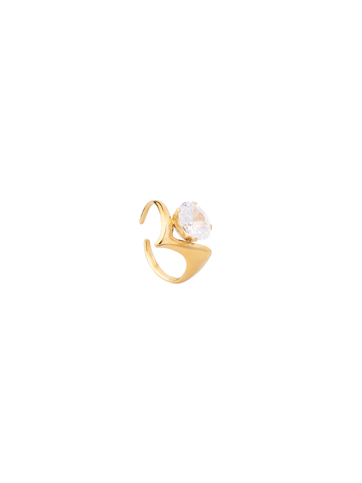 Anillo Forma V Con Zirconia