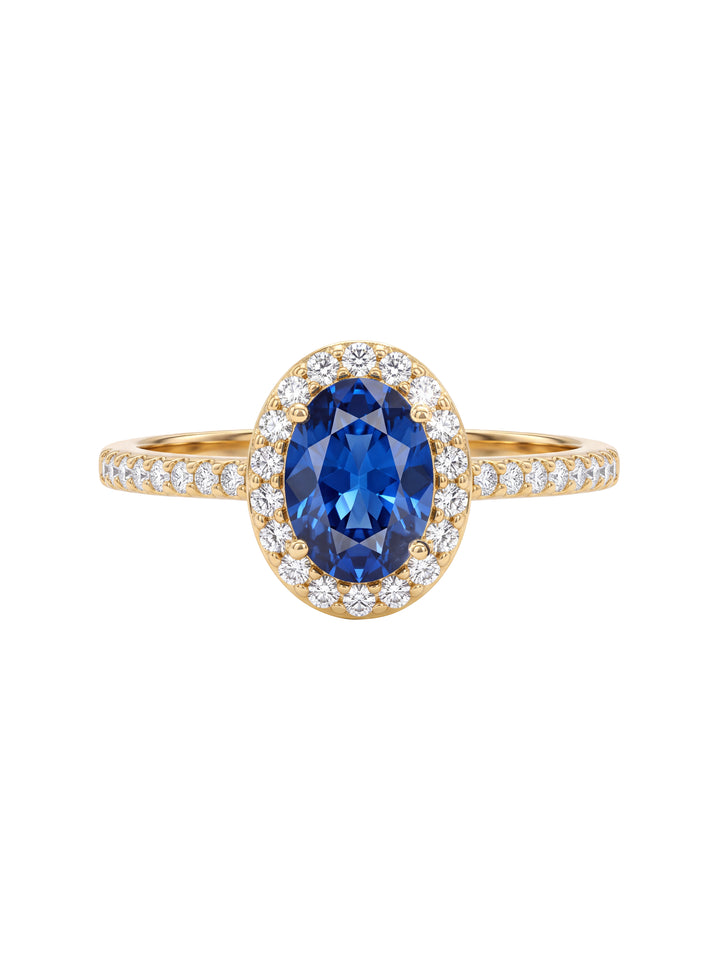 Anillo Ovalo Con Zirconia Azul