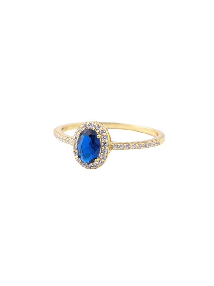 Anillo Ovalo Con Zirconia Azul